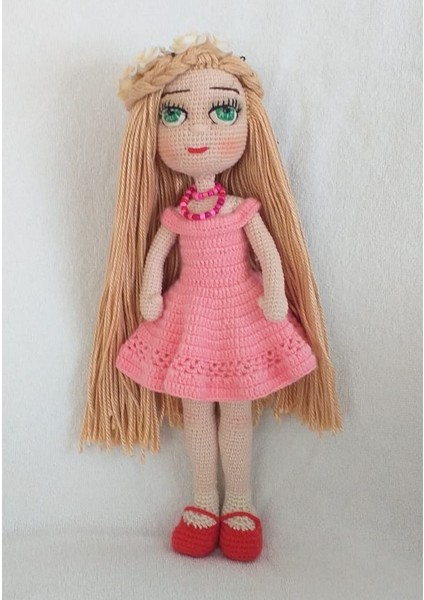 Pembe Prenses Bebek Amigurumi Organik Oyuncak