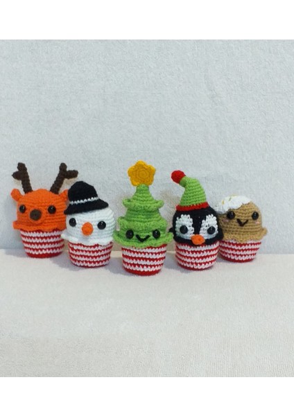 Sevimli Kafalar Yeni Yıl Süsü Amigurumi Organik Oyuncak