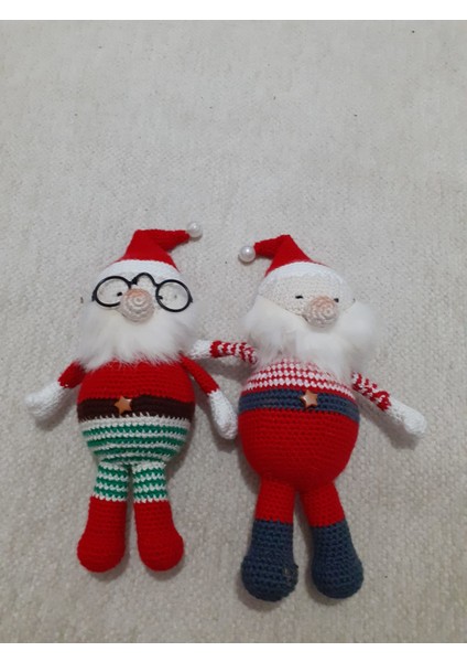 Ikiz Noel Babalar Amigurumi Organik Oyuncak