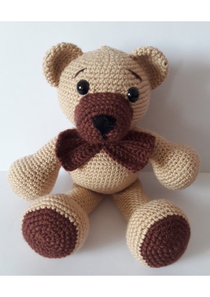 Tombik Papyonlu Ayıcık Amigurumi Organik Oyuncak