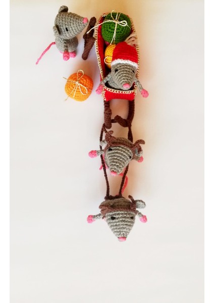 Mutlu Noel Fareleri Amigurumi Organik Oyuncak modelleri