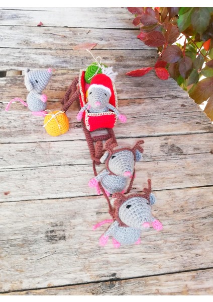 Mutlu Noel Fareleri Amigurumi Organik Oyuncak indirimleri