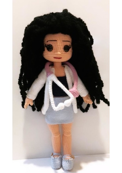 Bayan Doktor Bebek Amigurumi Organik Oyuncak
