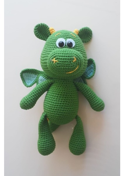 Minik Yeşil Dinozor Amigurumi Organik Oyuncak