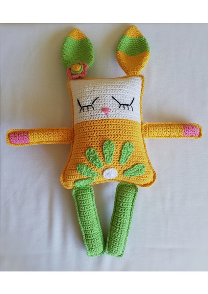 Tavşan Yastık Uyku Arkadaşı Amigurumi Organik Oyuncak