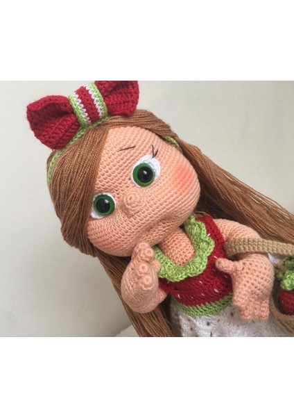 Mia Çilek Kız Amigurumi Organik Oyuncak modelleri
