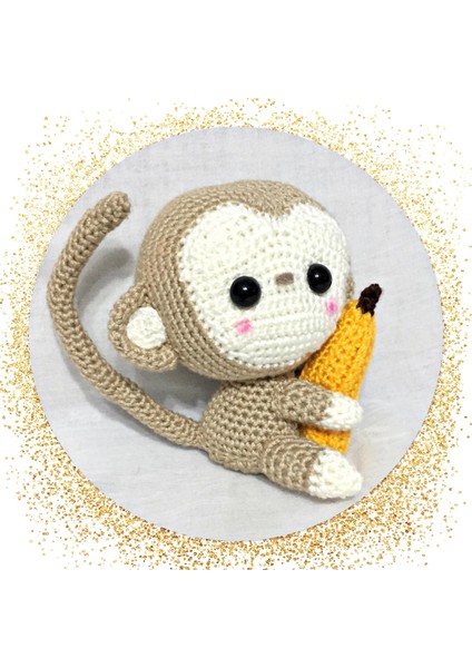 Maskot Maymun Amigurumi Organik Oyuncak