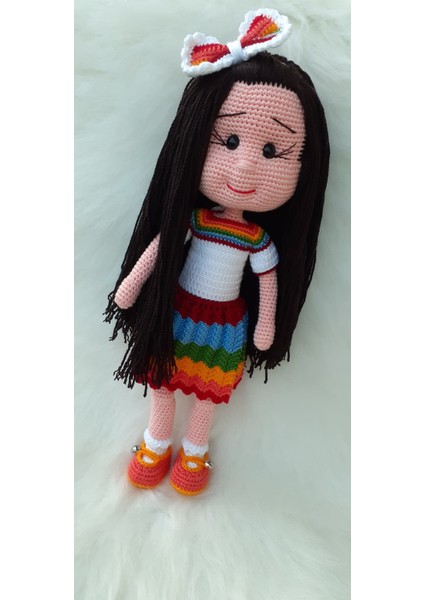 Gökkuşağı Güzeli Bebek Amigurumi Organik Oyuncak