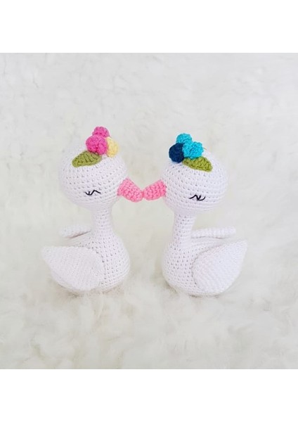 Sevimli Kuğular Amigurumi Organik Oyuncak