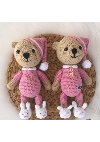 Uykucu Ayıcık Amigurumi Organik Oyuncak