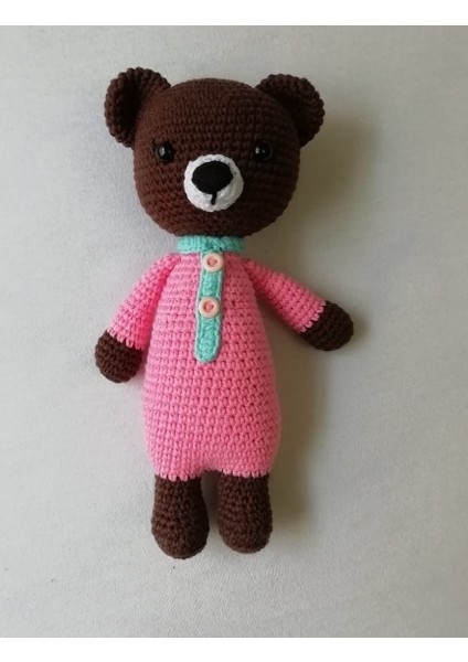 Sevimli Esmer Ayıcık Amigurumi Organik Oyuncak