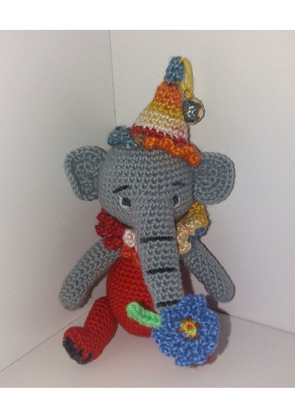 Palyaço Fil Amigurumi Organik Oyuncak
