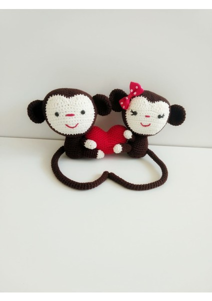 Sevgili Maymunlar Amigurumi Organik Oyuncak