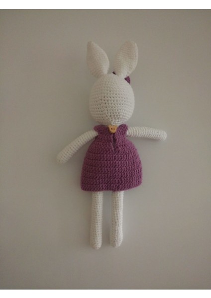 Mor Elbiseli Tavşan Amigurumi Organik Oyuncak fiyatları