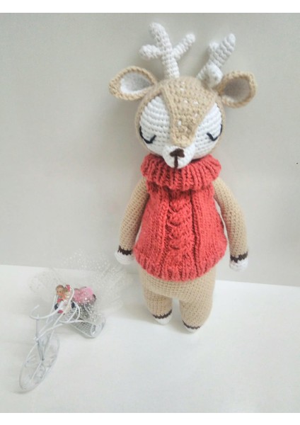 Sevimli Geyik Uyku Arkadaşı Amigurumi Organik Oyuncak