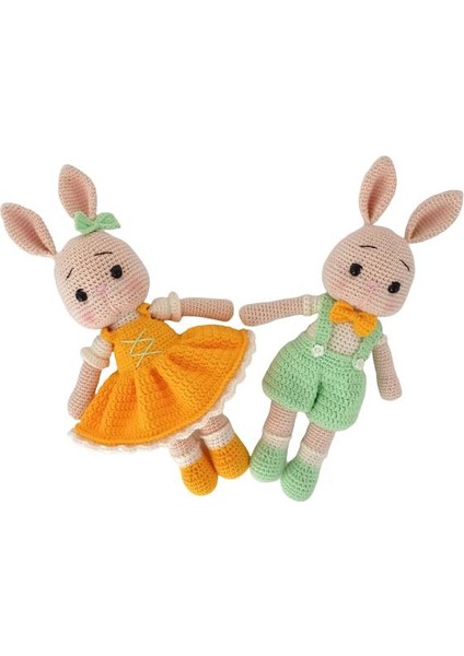 Bay ve Bayan Monami Tavşanlar Amigurumi Organik Oyuncak