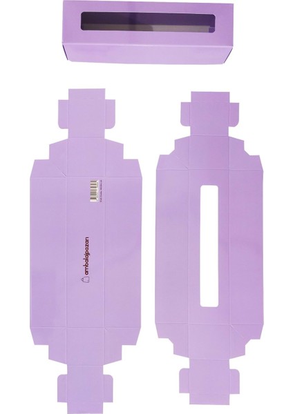 Montajsız Kapaklı Makaron Kutusu Lila 5X20X5 cm - 50'li