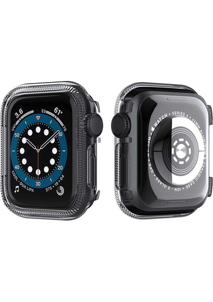 Apple Watch Uyumlu Series 3 4 5 6 38MM Kordon Önü Arkası Açık Renkli Silikon Siyah