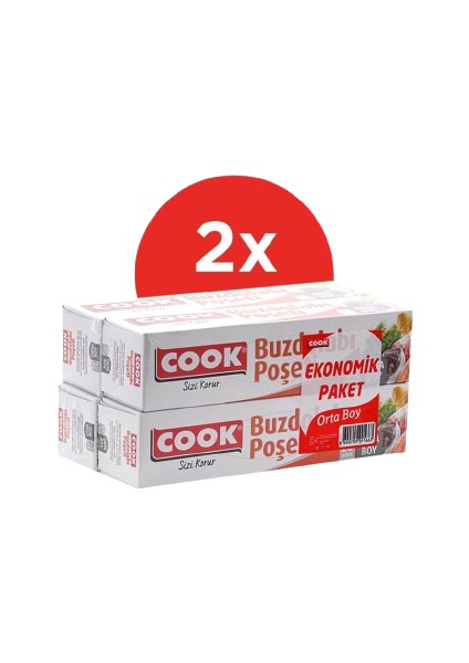 Buzdolabı Poşeti Orta Boy 24 x 38 cm 2'li Paket 160'LI
