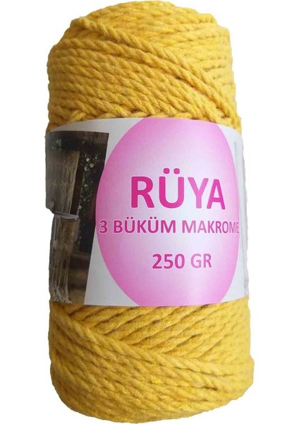 Angel Çanta Akssesuar 3 Büküm Makrome Ipi Hardal Sarı Renk No:3