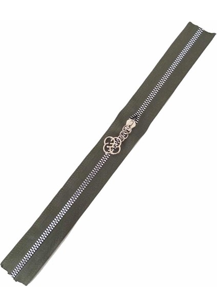 Angel Çanta Akssesuar Başlıklı Fermuar 30 cm Gümüş Metal Haki