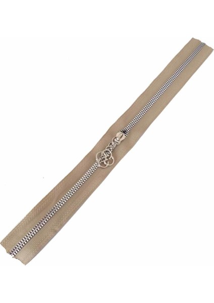 Angel Çanta Akssesuar Başlıklı Fermuar 30 cm Gümüş Metal Bej