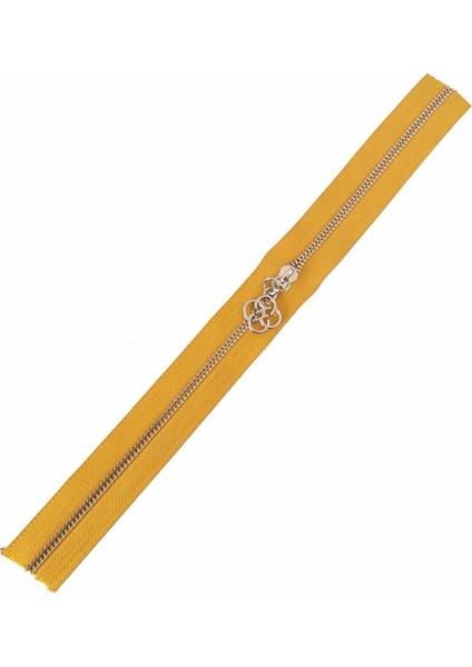 Angel Çanta Akssesuar Başlıklı Fermuar 30 cm Gümüş Metal Hardal Sarı