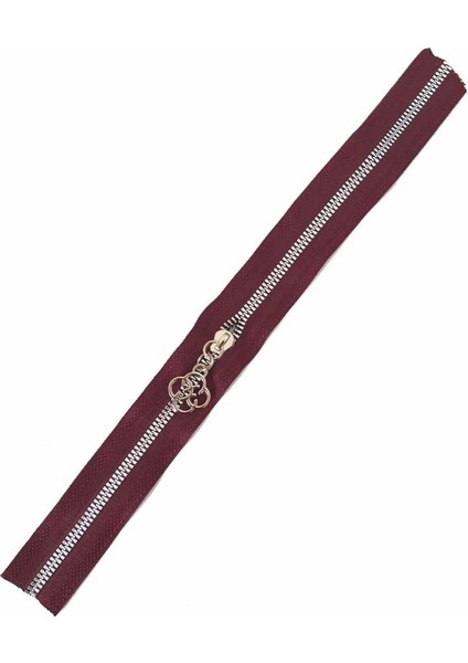 Angel Çanta Akssesuar Başlıklı Fermuar 40 cm Gümüş Metal Bordo