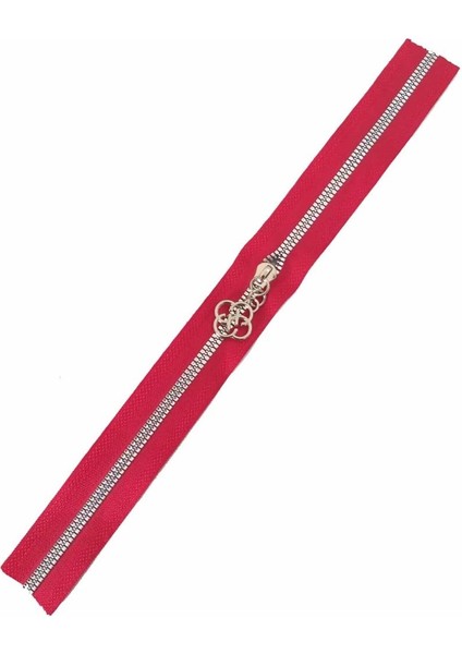 Angel Çanta Akssesuar Başlıklı Fermuar 40 cm Gümüş Metal Kırmızı