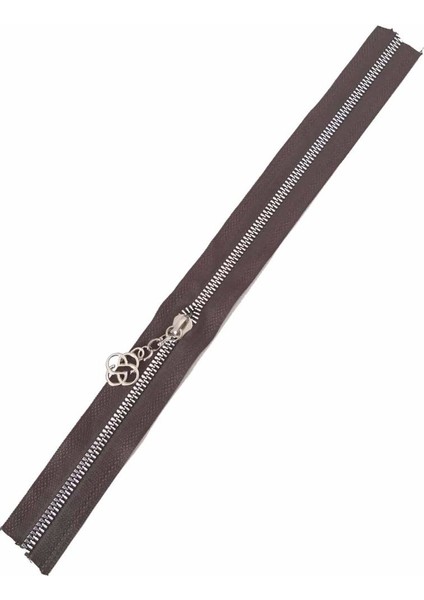 Angel Çanta Akssesuar Başlıklı Fermuar 40 cm Gümüş Metal Koyu Kahve