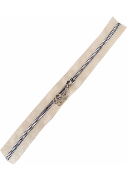 Angel Çanta Akssesuar Başlıklı Fermuar 40 cm Gümüş Metal Krem