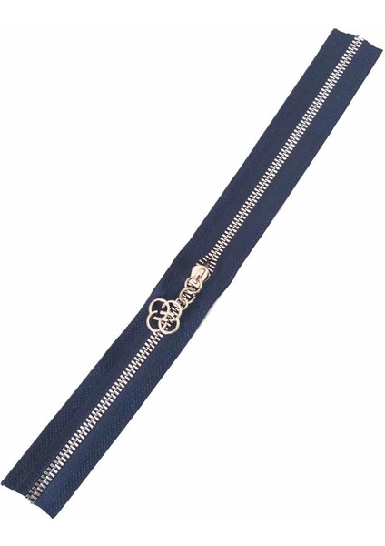 Angel Çanta Akssesuar Başlıklı Fermuar 40 cm Gümüş Metal Lacivert