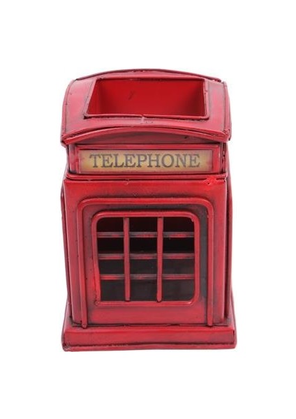 Dekoratif Metal Londra Telefon Kulübesi Kalemlik Vintage Hediyelik