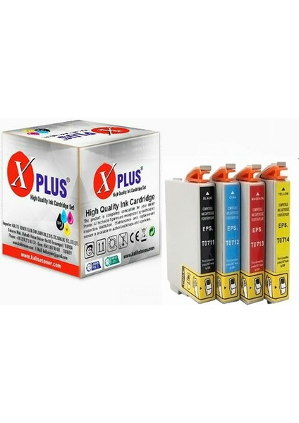 Xplus® Stylus DX7400 T0711 T0712 T0713 T0714 4 Renk Muadil Kartuş Seti 500 Sayfa