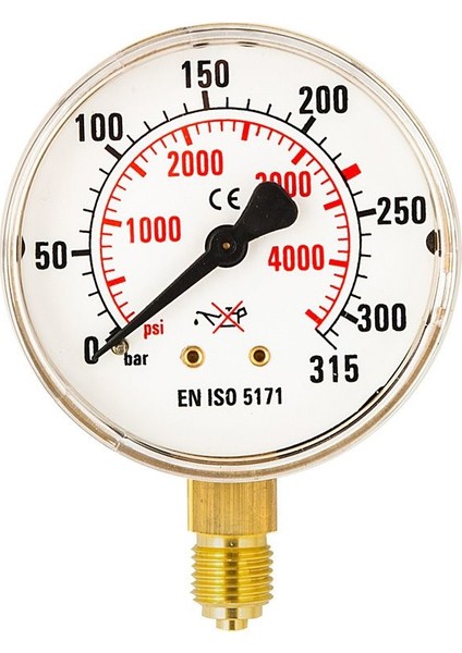 4104 Manometre 63 mm 0-315 Bar