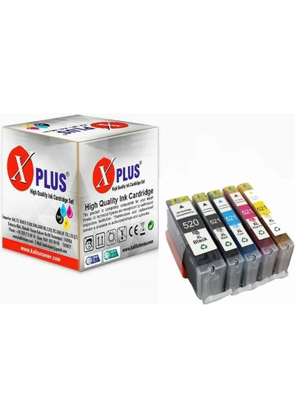 Xplus® Pixma IP4700 PGI-520XL / Clı -521XL 5 Renk Muadil Kartuş Seti 500 Sayfa