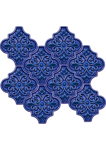 12x12 Ottoman Çiçekli Arabesk Kobalt Çini