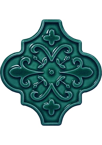 12x12 Ottoman Çiçekli Arabesk Yeşil Çini