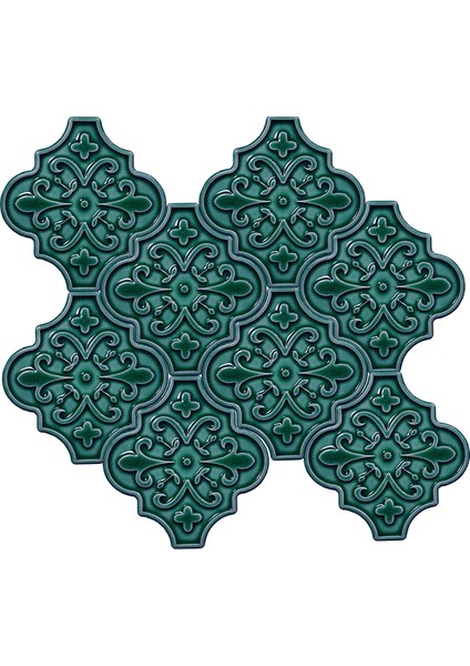 12x12 Ottoman Çiçekli Arabesk Yeşil Çini