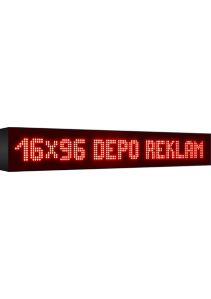 Depo Tabela Reklam Kırmızı Kayan Yazı LED Tabela 16 x 96 cm Tek Taraflı Depo Reklam Tabela