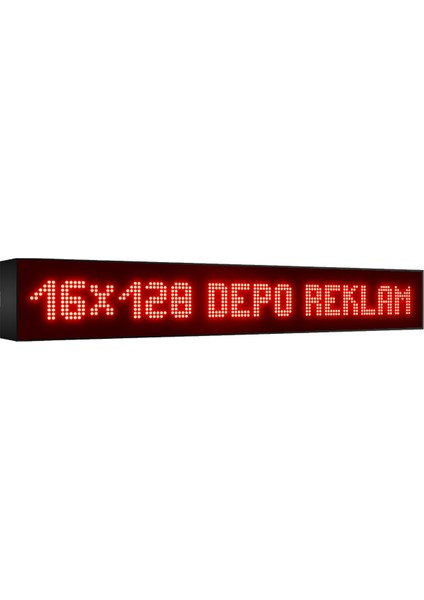 Depo Tabela Reklam Kırmızı Kayan Yazı LED Tabela 16 x 128 cm Tek Taraflı Depo Reklam Tabela Depo Tabela Reklam