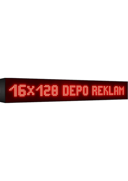 Depo Tabela Reklam Kırmızı Kayan Yazı LED Tabela 16 x 128 cm Tek Taraflı Depo Reklam Tabela Depo Tabela Reklam