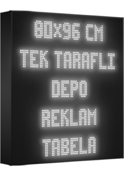 Beyaz Kayan Yazı LED Tabela 80 x 96 cm Tek Taraflı Depo Reklam Tabela