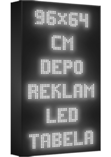 Beyaz Kayan Yazı LED Tabela 96 x 64 cm Tek Taraflı Depo Reklam Tabela