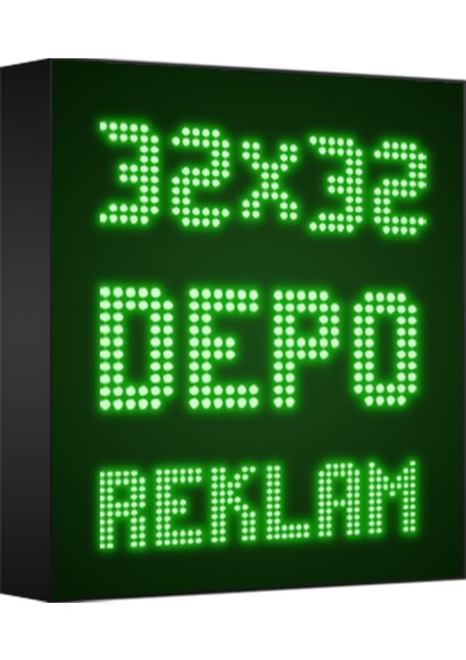Yeşil Kayan Yazı LED Tabela 32 x 32 cm Tek Taraflı Depo Reklam Tabela