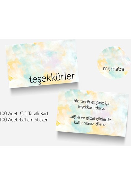 Çift Yönlü Kart ve Sticker SETI(100ER Adet)