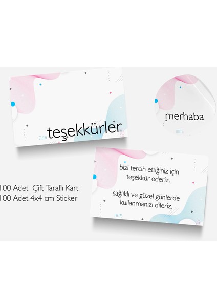 Çift Yönlü Kart ve Sticker SETI(100ER Adet)