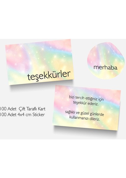 Çift Yönlü Kart ve Sticker SETI(100ER Adet)