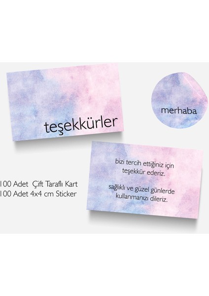 Çift Yönlü Kart ve Sticker SETI(100ER Adet)