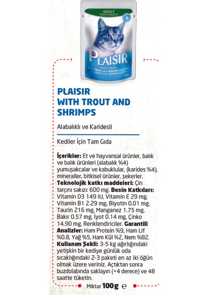 Punch 100GR Alabalıklı&karidesli Plaisir Yaş Kedi Maması 22